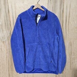 Nike Yoga Purple Sherpa Fleece Pullover Jacket Oversized Mens Size Medium NWT